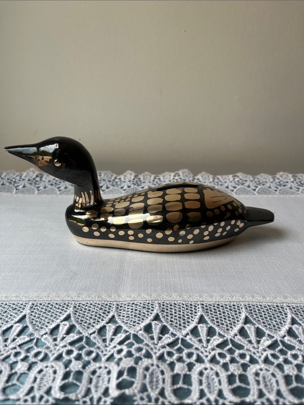 70s Vintage Heavy Brass Loon Money Bank Decor with Original Plug